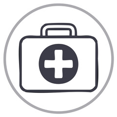 Fototapeta premium First Aid Kit Illustration with Plus Sign, Medical Care Outline, Round Shape