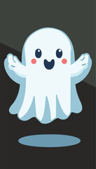 A friendly ghost floating, arms open 