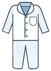 Stripped Pajama Set Illustration: Relaxed Sleepwear with Shirt, Pocket, and Trousers for Comfortable Night, vector illustration.