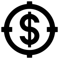 Obraz premium Targeted Dollar Sign Icon Focus on Finance Goals Investment and Business Success Minimalist Black
