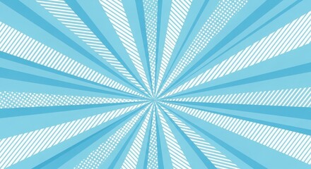 Obraz premium Illustration of a blue and white sunburst background with a retro feel, perfect for adding a pop of color to any design project