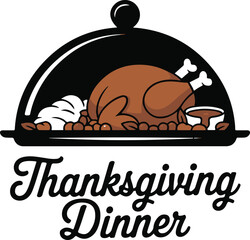 Thanksgiving Serving Tray Silhouette Vector Black on White