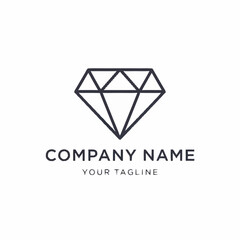 Naklejka premium Minimalist logo design featuring a diamond outline above placeholder text for company name and tagline.