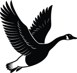 Graceful goose in flight vector illustration for nature and wildlife designs