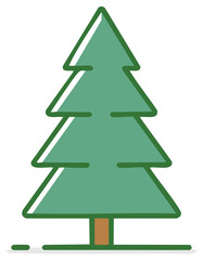 Stylized Evergreen Tree Illustration, Simple Geometric Conifer, Flat Design Minimalist Forest Element for Winter Holiday Decoration