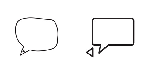 Naklejka premium Two Different Styles of Outline Speech Bubbles on White Background