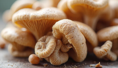 Fresh brown mushrooms with visible gills and rich texture, gathered in a tight cluster. Perfect for cooking, healthy recipes, organic food designs, farm harvest or natural backgrounds