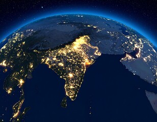 Earth at night, focused on the Indian subcontinent