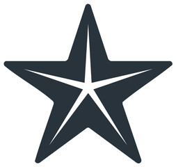 Obraz premium Geometric five pointed star icon with rounded corners. Simple flat vector graphic symbol for rating and success.