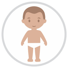 Vector illustration of a happy baby or young child wearing a white diaper standing upright in a clean minimalist style