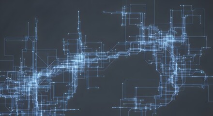 Fototapeta premium Digital Network Abstract Futuristic Illustration of Interconnected Systems