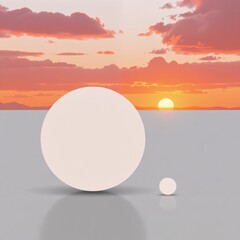 Minimalist Closeup Luminous White Sphere Sunset