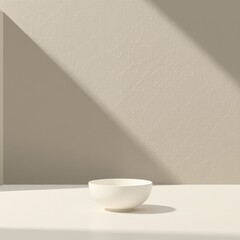 Minimalist White Object with Golden Reflections Monochrome Background