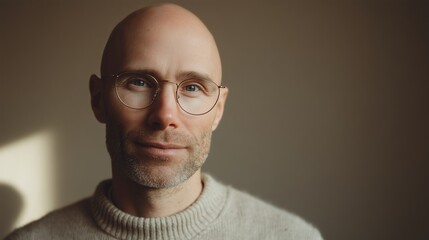 Portrait of a mature man with glasses looking directly at the camera
