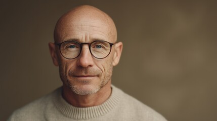 Portrait of a mature man with glasses looking directly at the camera