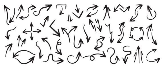 vector set of ink line and arrow iicon and doodles for decoration, hard color vector set