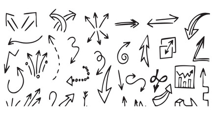 vector set of ink line and arrow iicon and doodles for decoration, hard color vector set