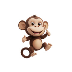 Obraz premium Cute cartoon monkey character smiling and giving thumbs up isolated on white background