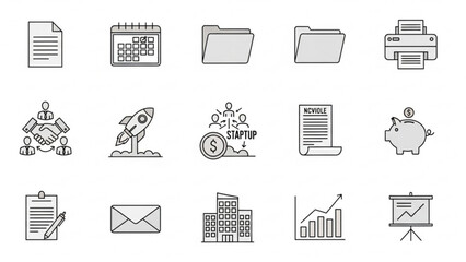 Minimalist vector icon set  business and office