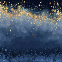 Abstract Night Sky Background With Gold Glitter