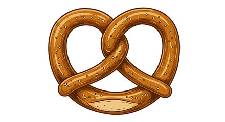 Isolated illustrated pretzel on white background culinary confectionery treat