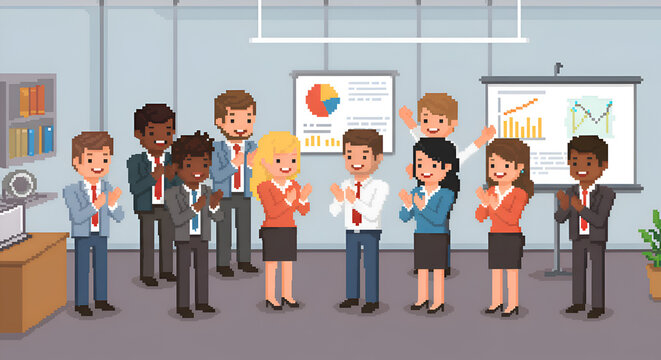 Diverse Business Team Presenting Data in Modern Conference Room