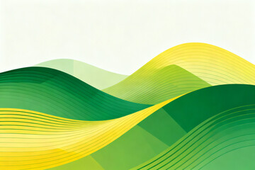 Abstract wavy landscape with green and yellow gradient patterns