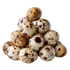 Obraz premium Pile of quail eggs isolated on transparent background