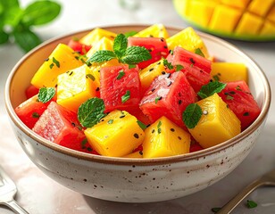 Refreshing Summer Watermelon Mango Salad with Mint