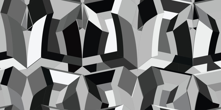 Abstract black and white 3d geometric seamless pattern background. Optical illusion 3d shapes. Vector 10 EPS illustration. Vector illustration