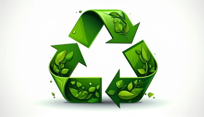 Obraz premium A vector illustration of a recycling symbol with arrows green eco style isolated on white background 