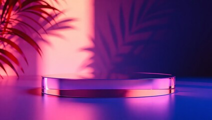 Serene podium mockup floating against a seamless purple blue gradient backdrop