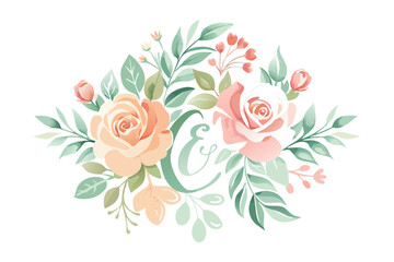 Elegant Watercolor Floral Monogram Logos with Botanical Wreaths and Gold Calligraphy