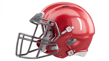 Naklejka premium Classic red american football helmet front view isolated on transparent background for sports design, team logo, competition poster, fan merchandise, game equipment, and athletic safety gear concepts