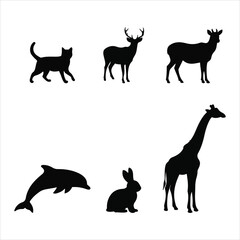 Collection of diverse animal silhouettes diverse wildlife fauna mammals nature outdoor graphic elements