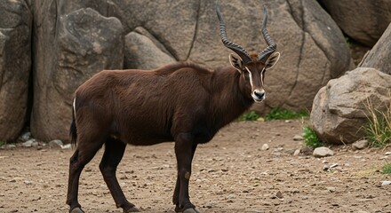 Majestic sable antelope standing proudly in natural habitat
