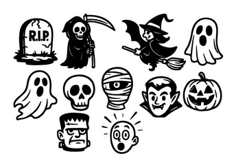 Halloween Cartoon Icon Set