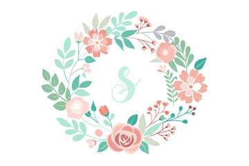 Elegant Watercolor Floral Monogram Logos with Botanical Wreaths and Gold Calligraphy