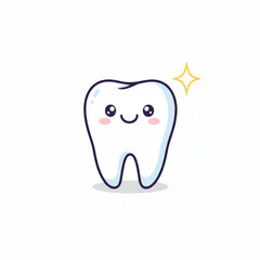 Cute Kawaii Tooth Icon for Oral Hygiene and Halloween Fun, Dental Illustration