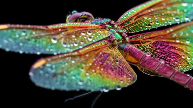 Colorful dragonfly close up