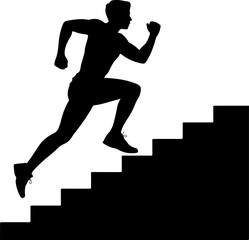 climbing stairs silhouette vector illustration