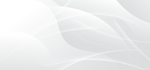 Abstract white and grey background with dynamic waves shape.