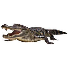 Fototapeta premium Crocodile in profile view, mouth open