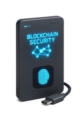 Blockchain security hardware wallet protecting cryptocurrency with fingerprint authentication technology