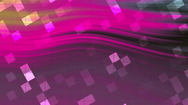 Abstracts Twirl Blink Square, Abstract pink and purple background with moving squares and flowing light streaks,  Stock royalty free video.