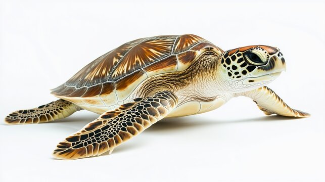Marine Turtle's Tranquility: A close-up view showcases a marine turtle gracefully resting, exhibiting its unique shell patterns and gentle features, creating a sense of peaceful serenity.