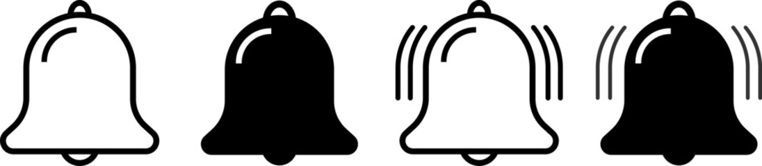 notification bells icon set. Bell icons collection. New message notification or alert symbol
