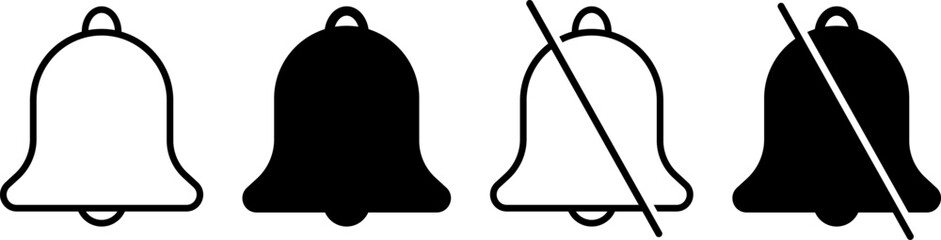 notification bells icon set. Notification Bell silent icons collection. New message notification or alert symbol. 