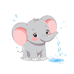 Baby elephant playing in the water
