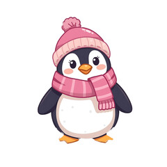 penguin in winter clothes